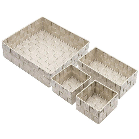 4-Piece Double Woven Basket Bin Set - Sorbus Home