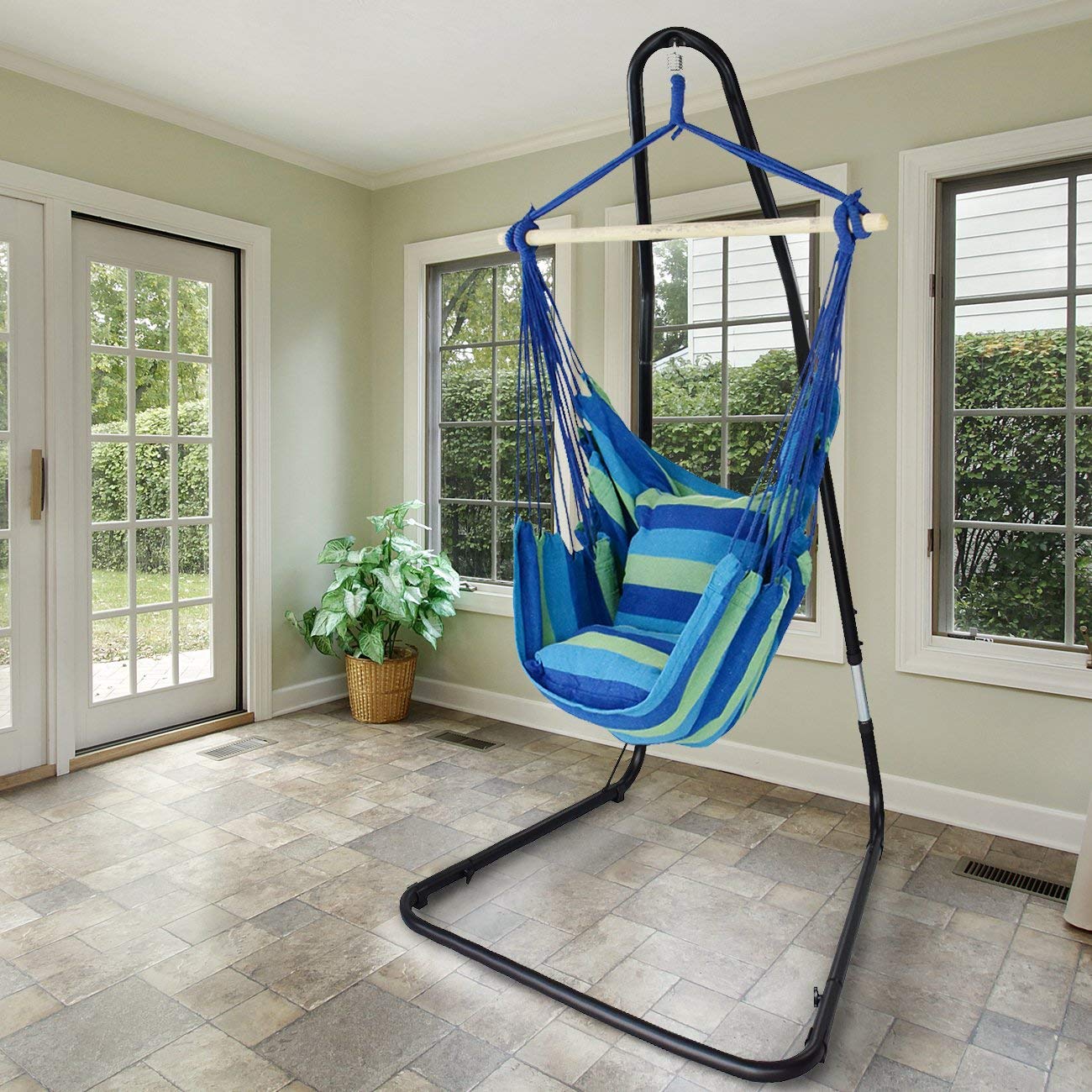 Adjustable Hanging Hammock Chair Swing & Stand - Sorbus Home