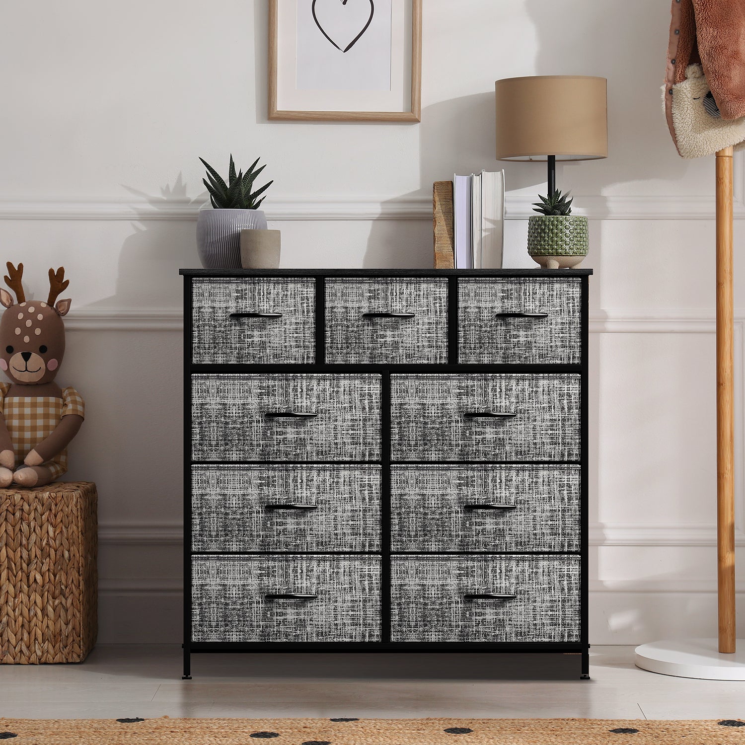 9-Drawer Dresser (Textured Gray Print)