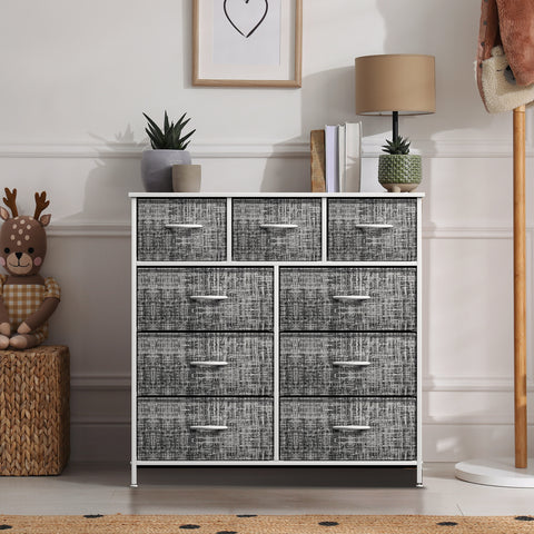 9-Drawer Dresser (Textured Gray Print)