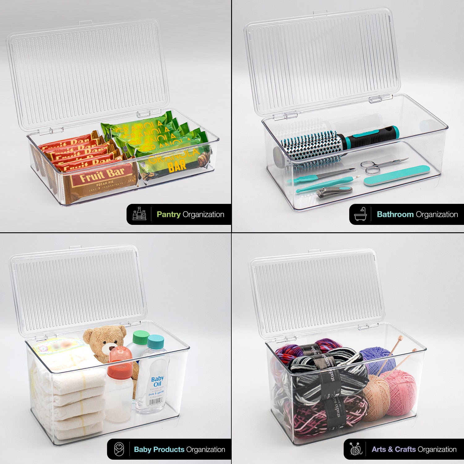 mDesign Plastic Bathroom Vanity Organizer Bin Box with Hinged Lid