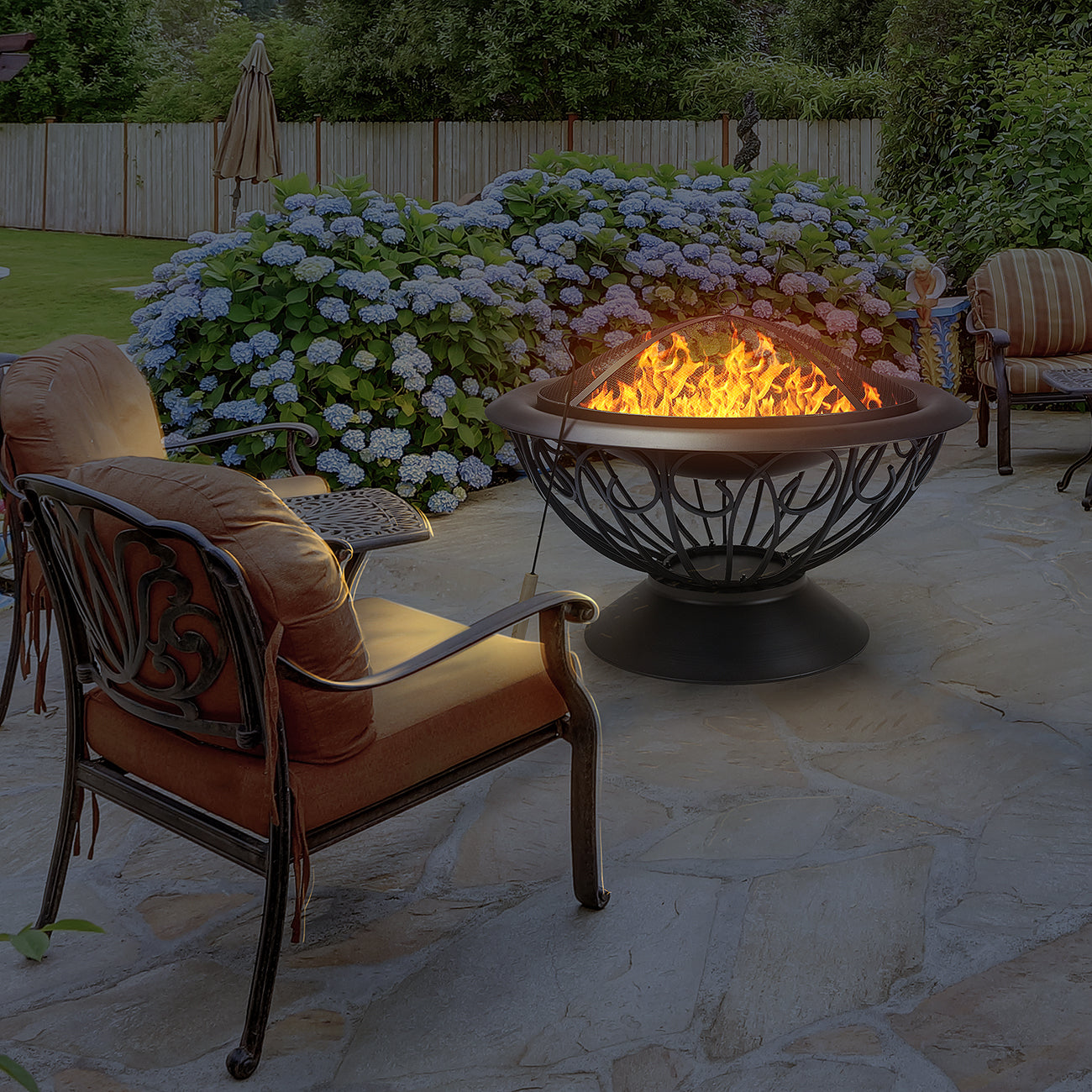 Fire Pit with Safety Mesh Screen 30" - Sorbus Home