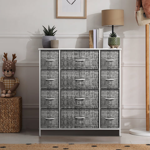 12-Drawer Dresser (Textured Gray Print)