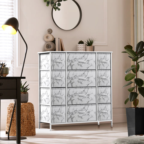 12-Drawer Dresser Stand (Marble Print)