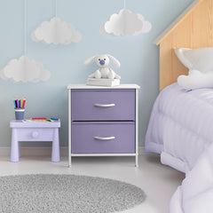 2-Drawer Nightstand Lightweight with Display Wood Surface & Storage Pull-Out Foldable Drawers