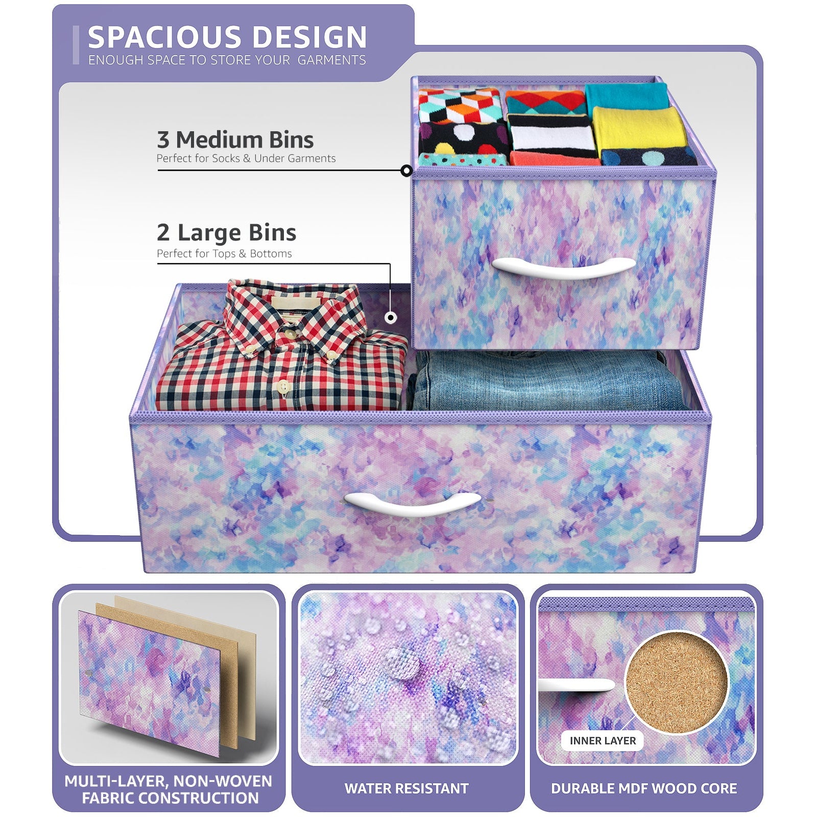 5-Drawer Dresser (Tie-dye Colors)