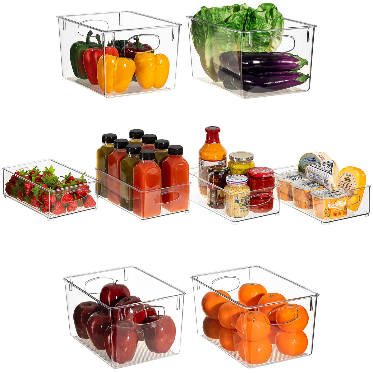 refrigerator organizer kitchen Food storage set of 8 plastic drawer Pantry  Organizer handle acrylic fridge organizer bins