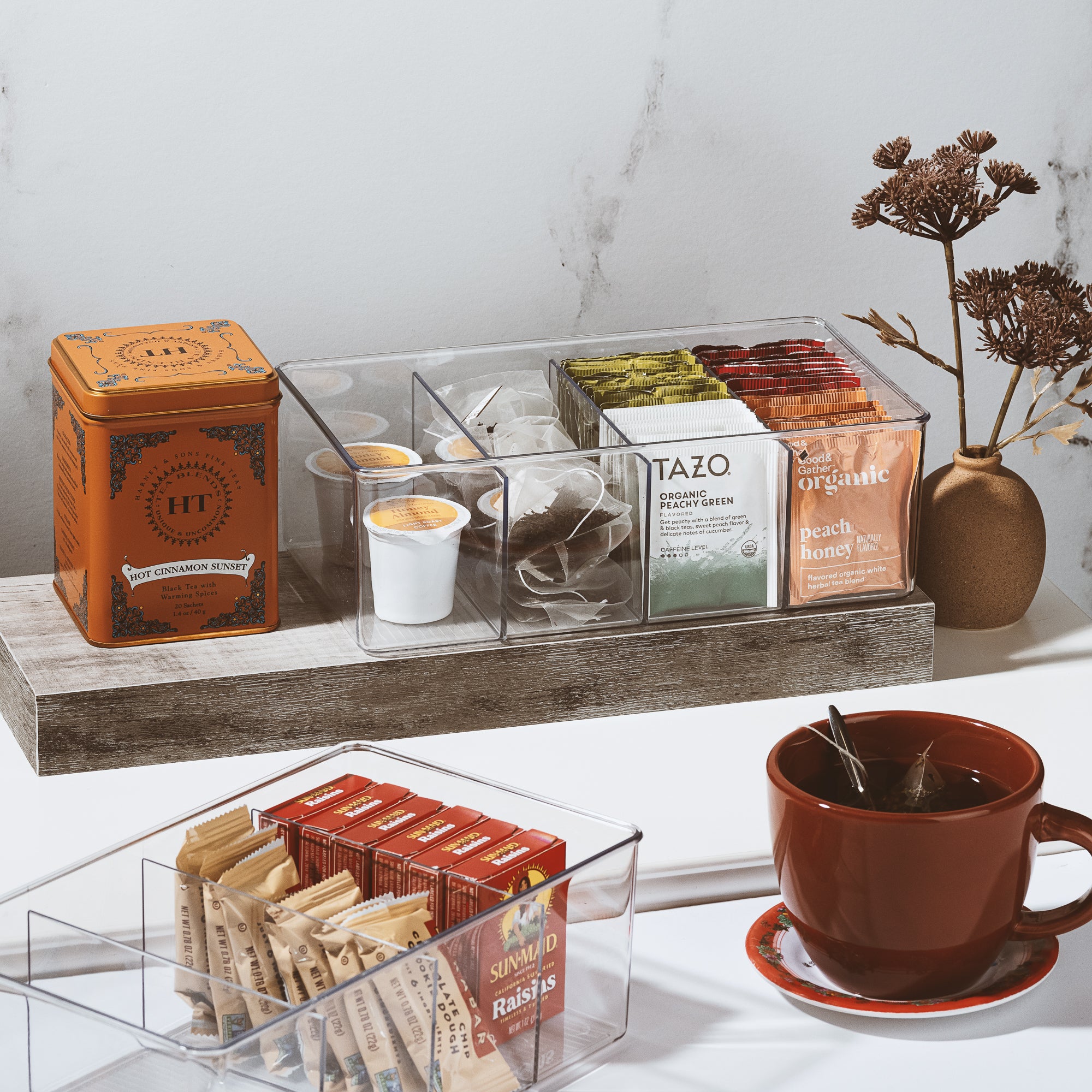 Sorbus Divided Storage Bins for Tea Station