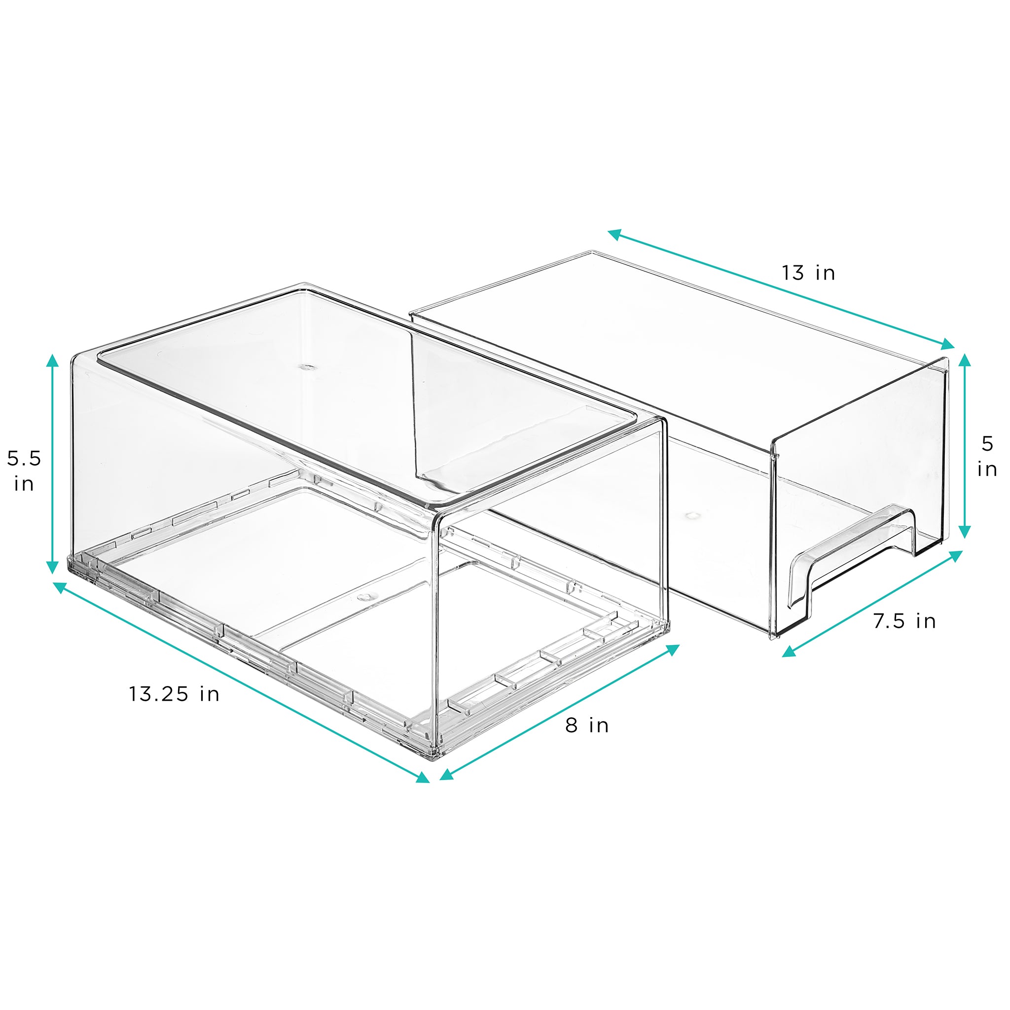 Sorbus Fridge Drawers - Clear Stackable Pull Out Refrigerator Organizer Bins  (2 Pack, Medium)