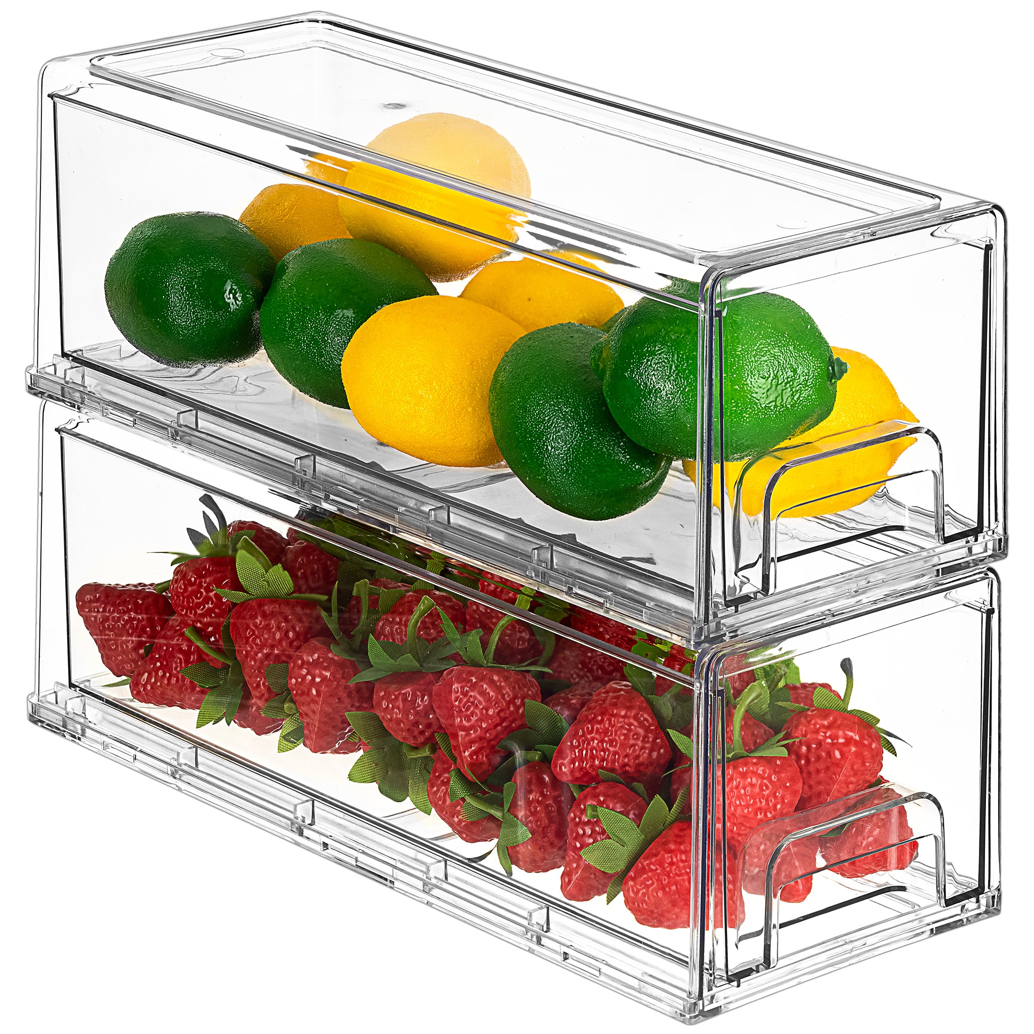SORBUS sorbus fridge drawers - clear stackable pull out refrigerator  organizer bins - food storage containers for kitchen, refrigera
