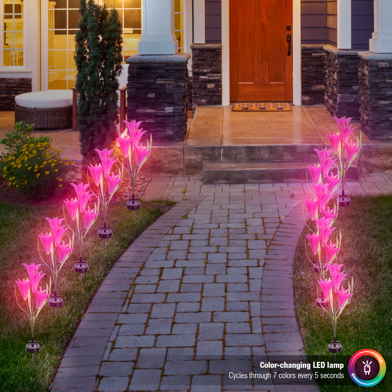 Outdoor Solar Garden Flower Stake Lights (2-Pack) - Sorbus Home