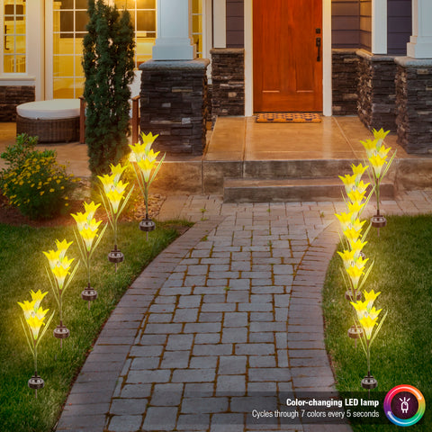 Outdoor Solar Garden Flower Stake Lights (2-Pack) - Sorbus Home