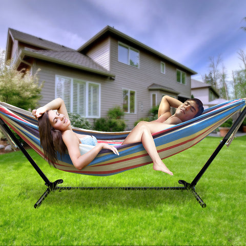 Double Hammock with Steel Stand - Sorbus Home