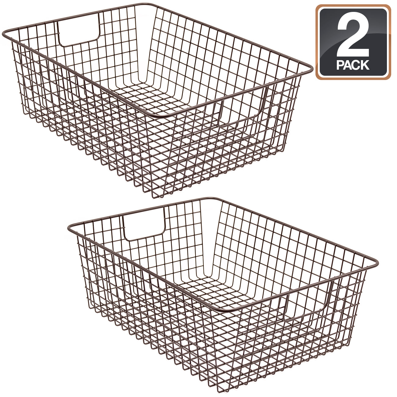 Farmhouse Wire Storage Basket Bins (2-Pack) - Sorbus Home