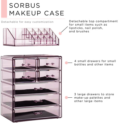 Medium Makeup Organizer Set - (3 large / 4 small drawers/top tray