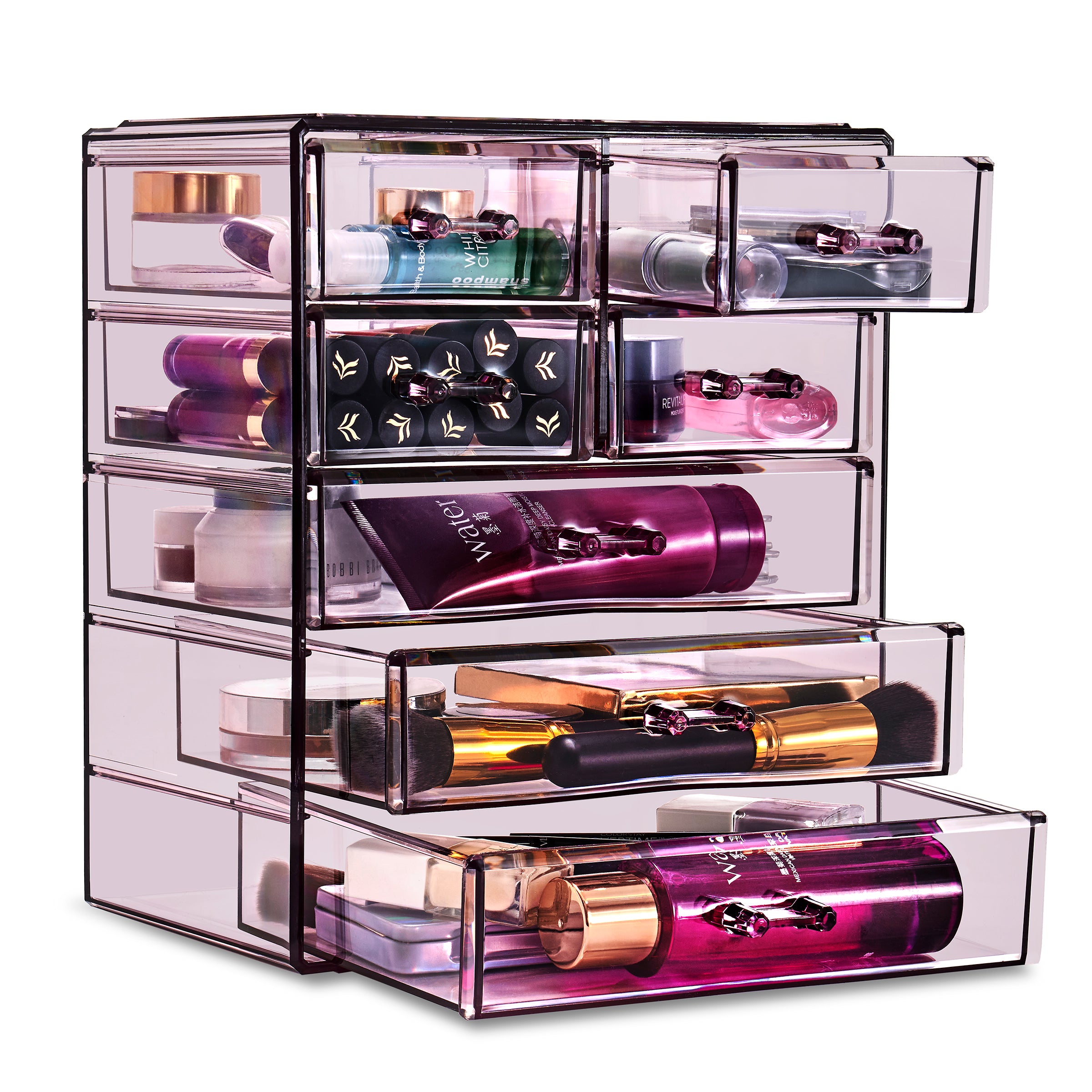 Medium Clear Diamond Makeup Organizer - (3 large / 4 small drawers) –  Sorbus Home