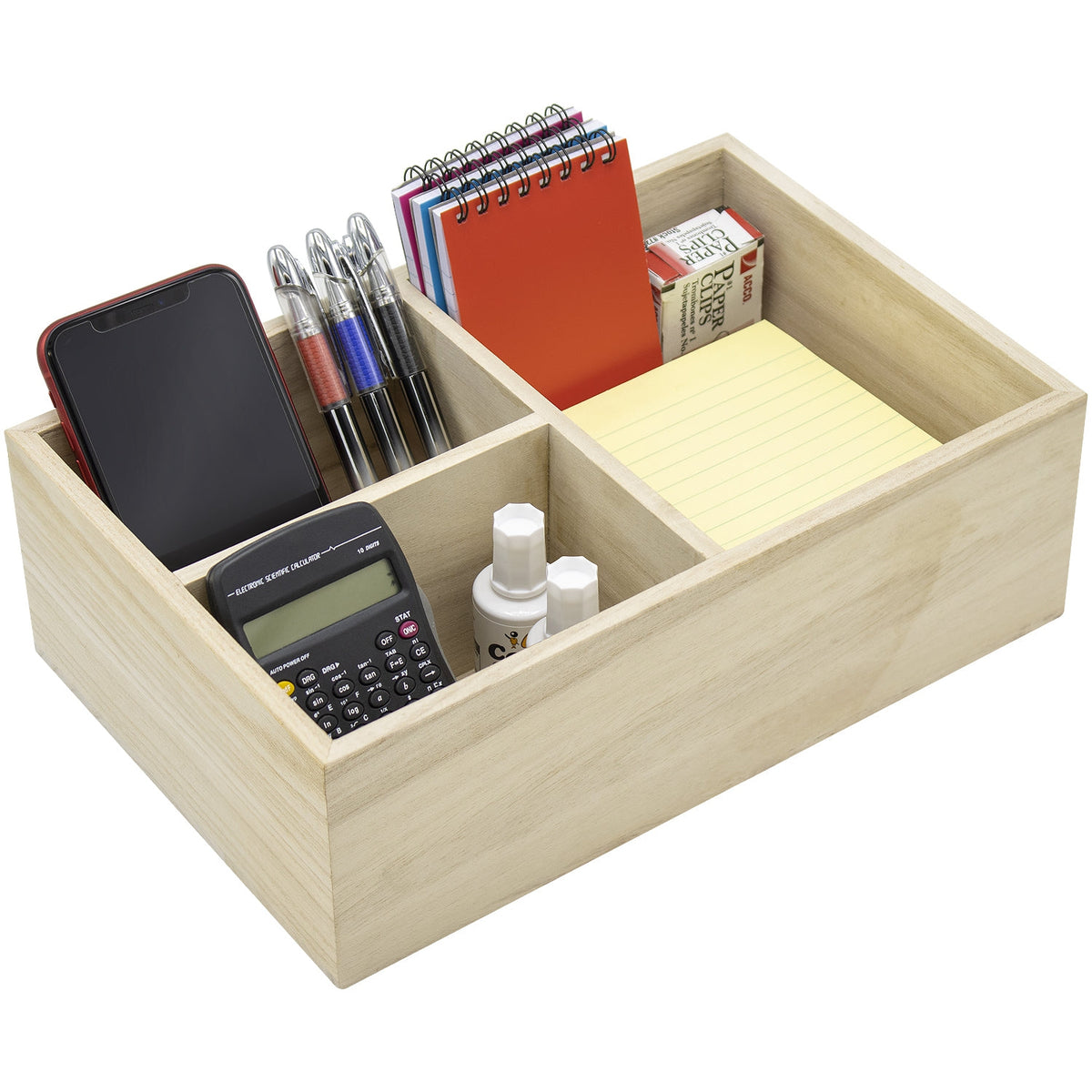 3-Compartment Organizer Box (Unfinished Wood) – Sorbus Home