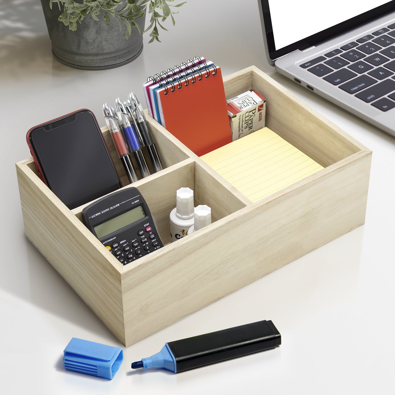 3-Compartment Organizer Box (Unfinished Wood)