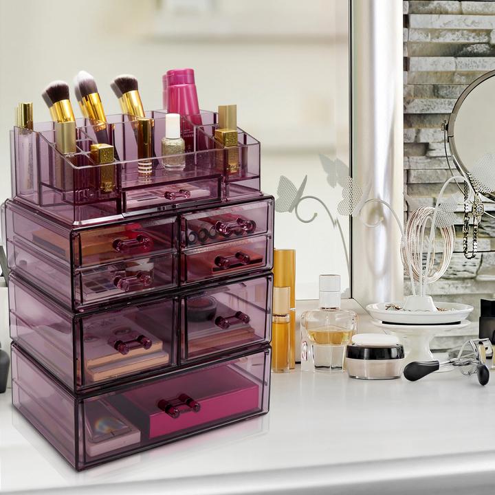 Sorbus Large Clear Makeup Organizer - Detachable Spacious Cosmetic