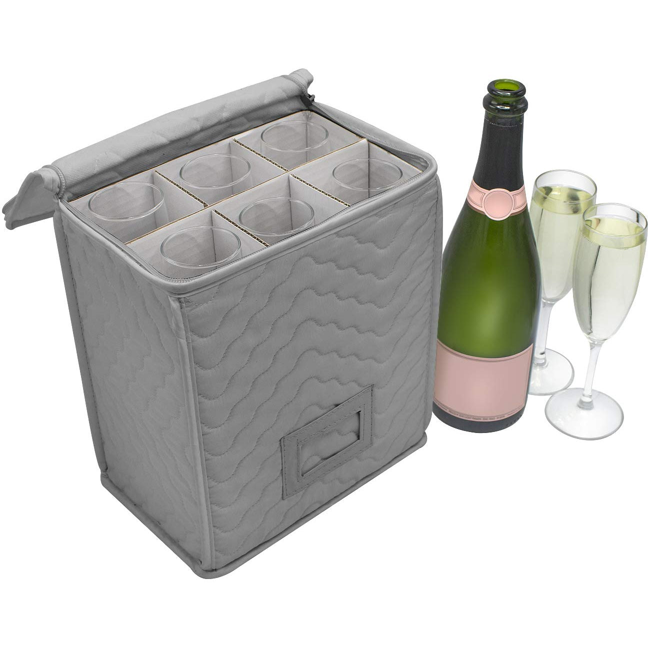 Champagne Glass Storage Chest - Deluxe Quilted Microfiber - Sorbus Home