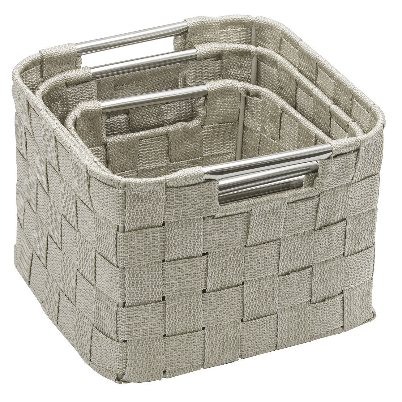 3-Piece Double Woven Basket Bin Set (Rounded Corners) - Sorbus Home