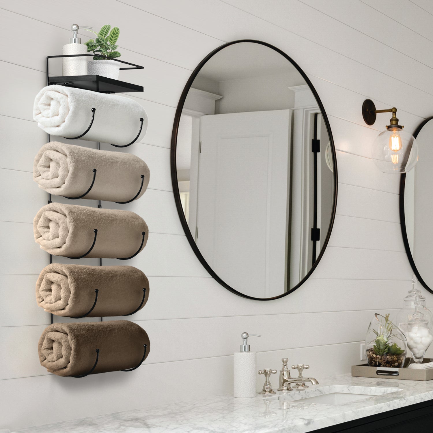 Wall Mounted Towel Rack with Shelf