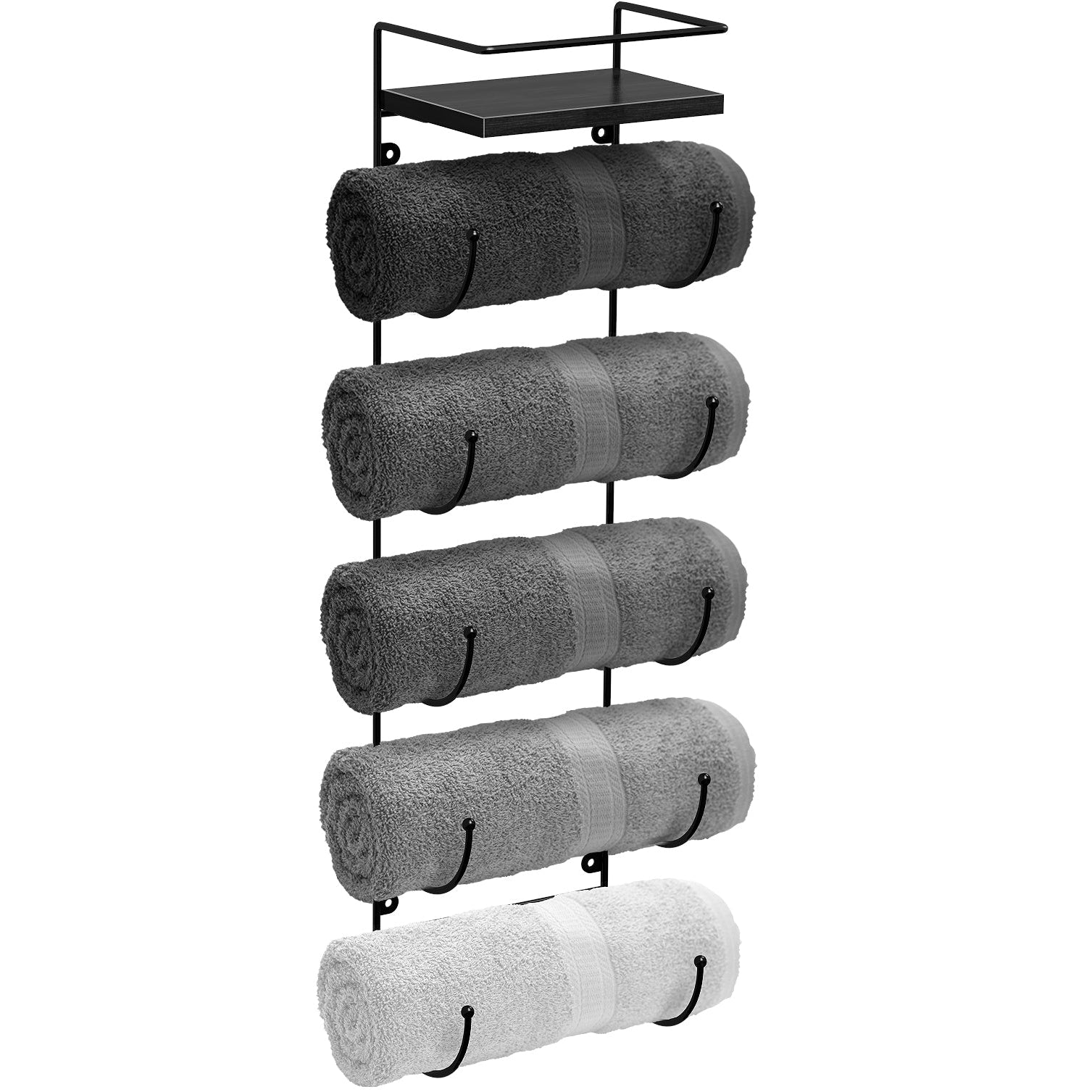 Sorbus Wall Mounted Towel Rack with Shelf - White - White