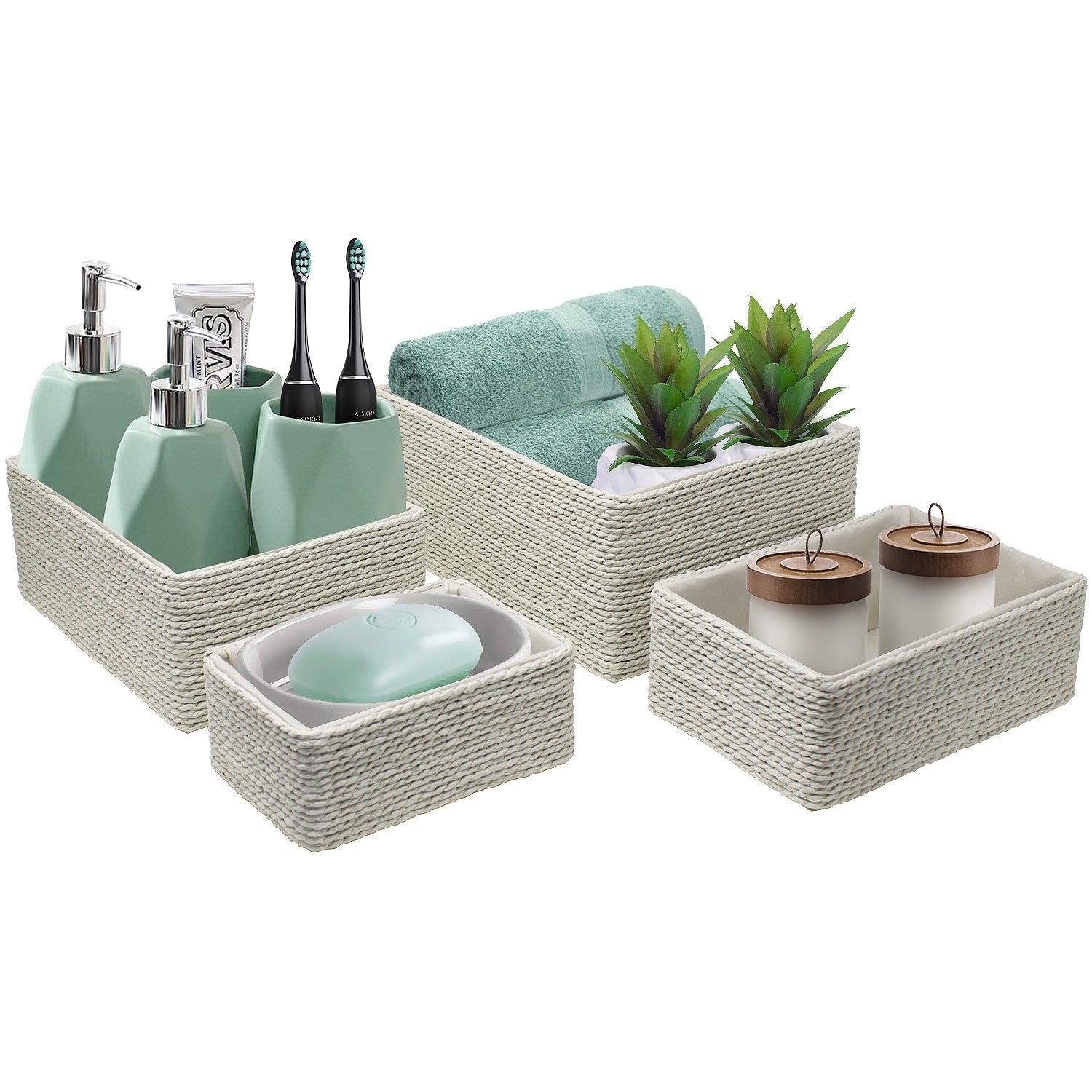 Woven Rope Baskets (4-Piece Set)