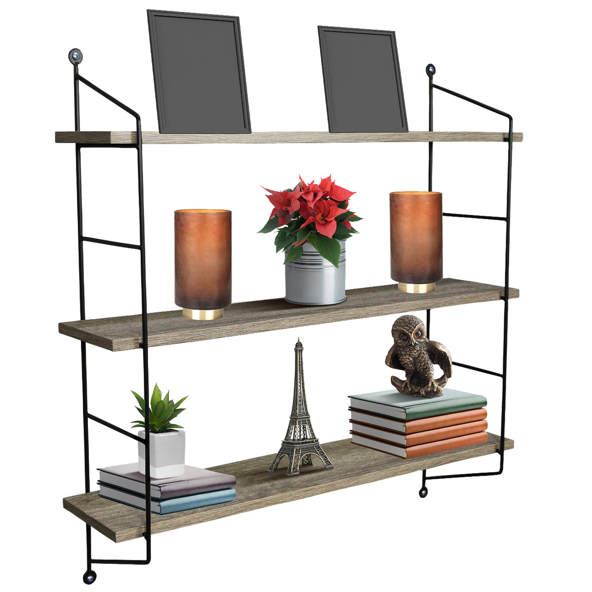 Sorbus decorative floating wall shelf with metal brackets