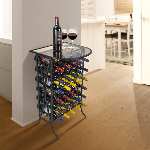 Glass Top Wine Stand (Holds 30 Bottles) - Sorbus Home
