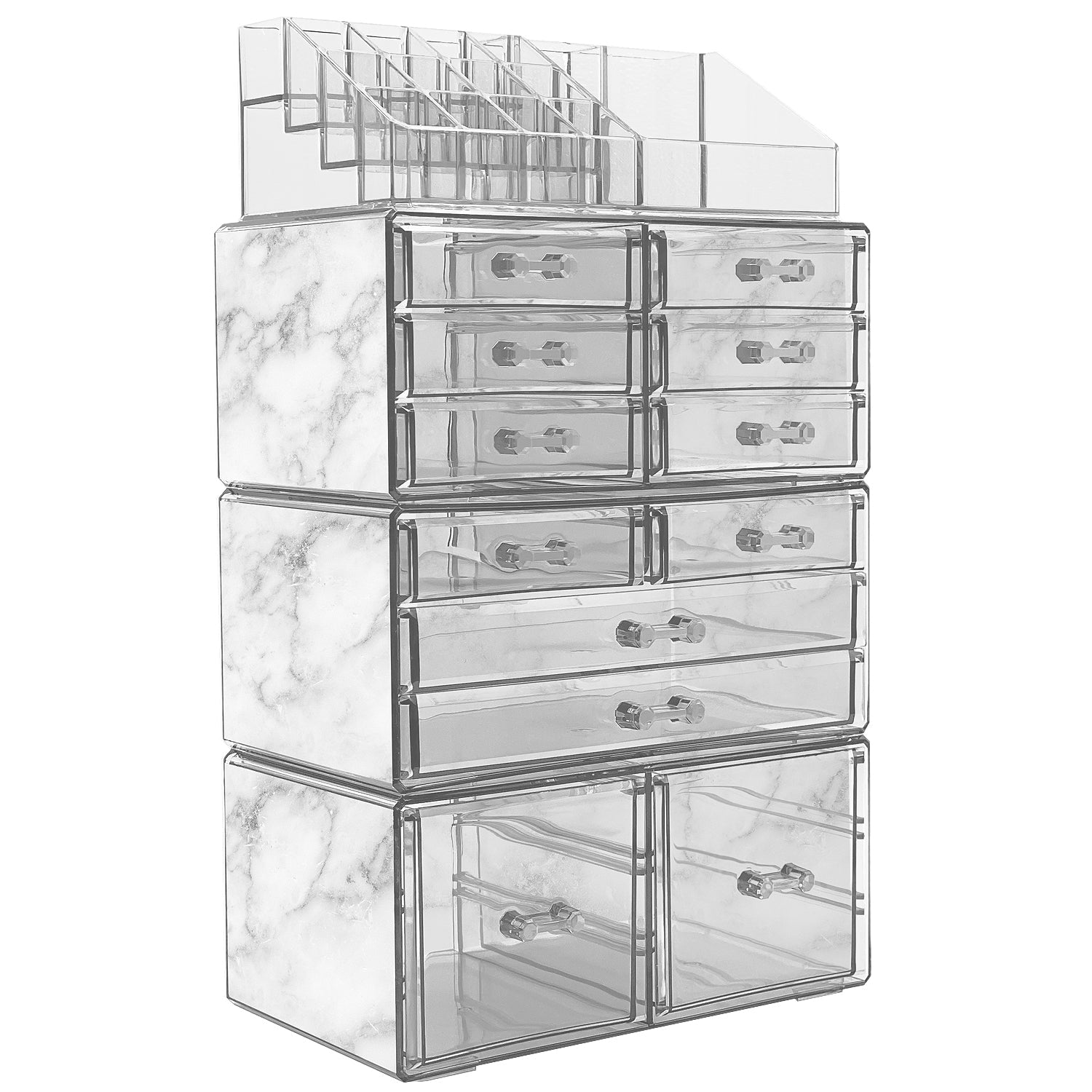 Luxury PS Dresser Marble Cosmetic Make up Drawers Collection Case