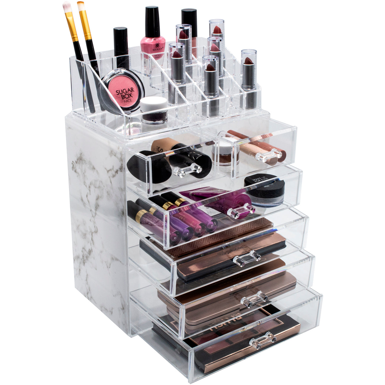 Sorbus Luxe Marble Cosmetic Makeup and Jewelry Storage Case Display