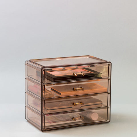 Makeup and Jewelry Storage Case - 4 Drawers - Bronze Glow - sorbusbeauty