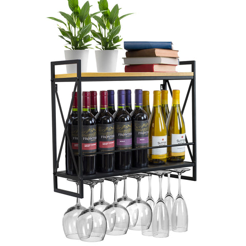 2-Tier Wine Bottle Stemware Shelf - Sorbus Home