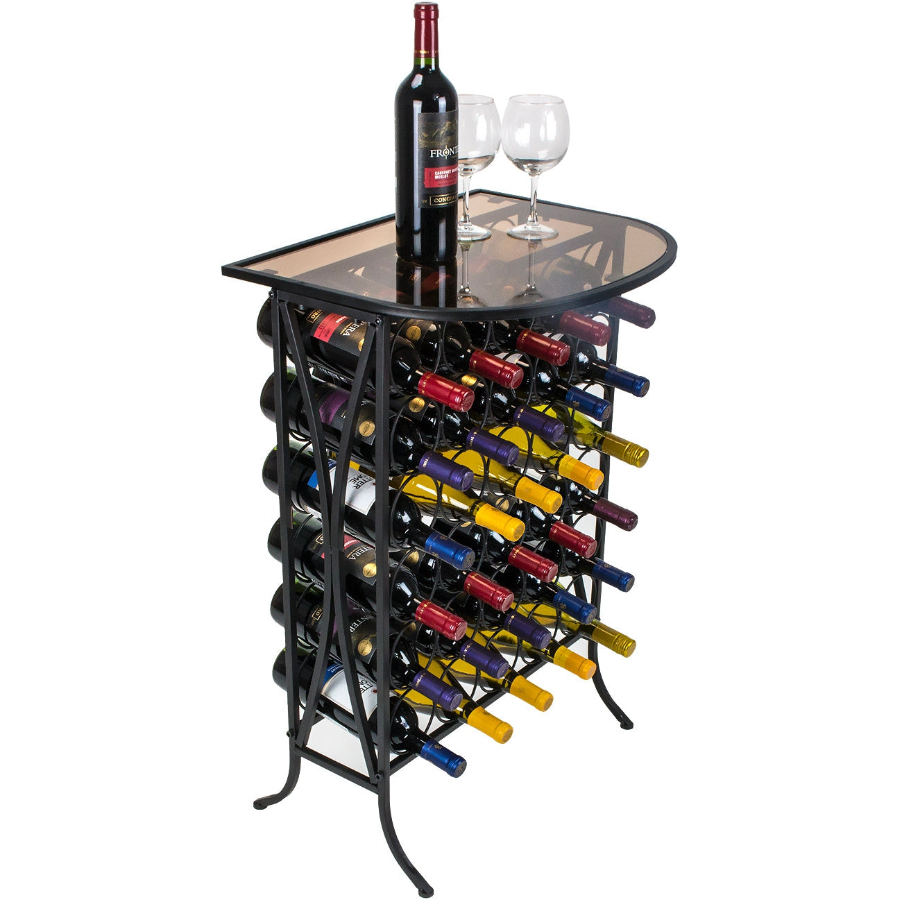 Glass Top Wine Stand (Holds 30 Bottles)