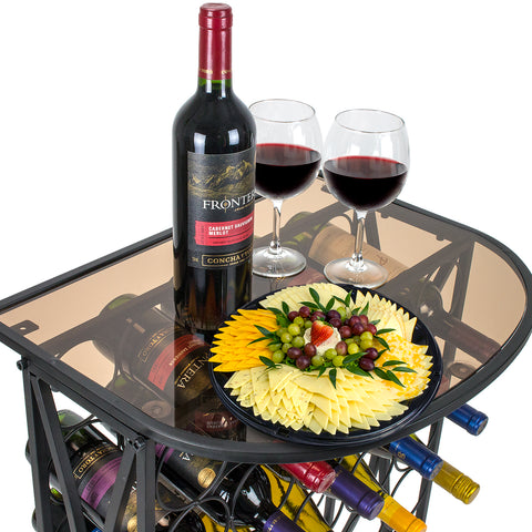 Glass Top Wine Stand (Holds 30 Bottles)