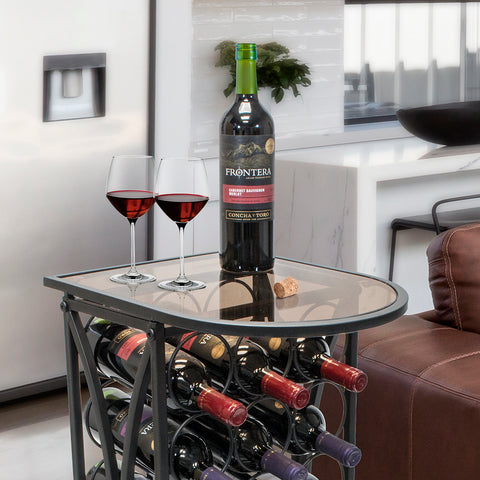 Glass Top Wine Stand (Holds 18 Bottles) - Sorbus Home